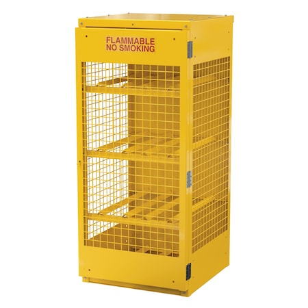 Vestil Yellow Cylinder Cabinet Horizontal 8 Cylinder Capacity Knock Down CYL-H-8-KD